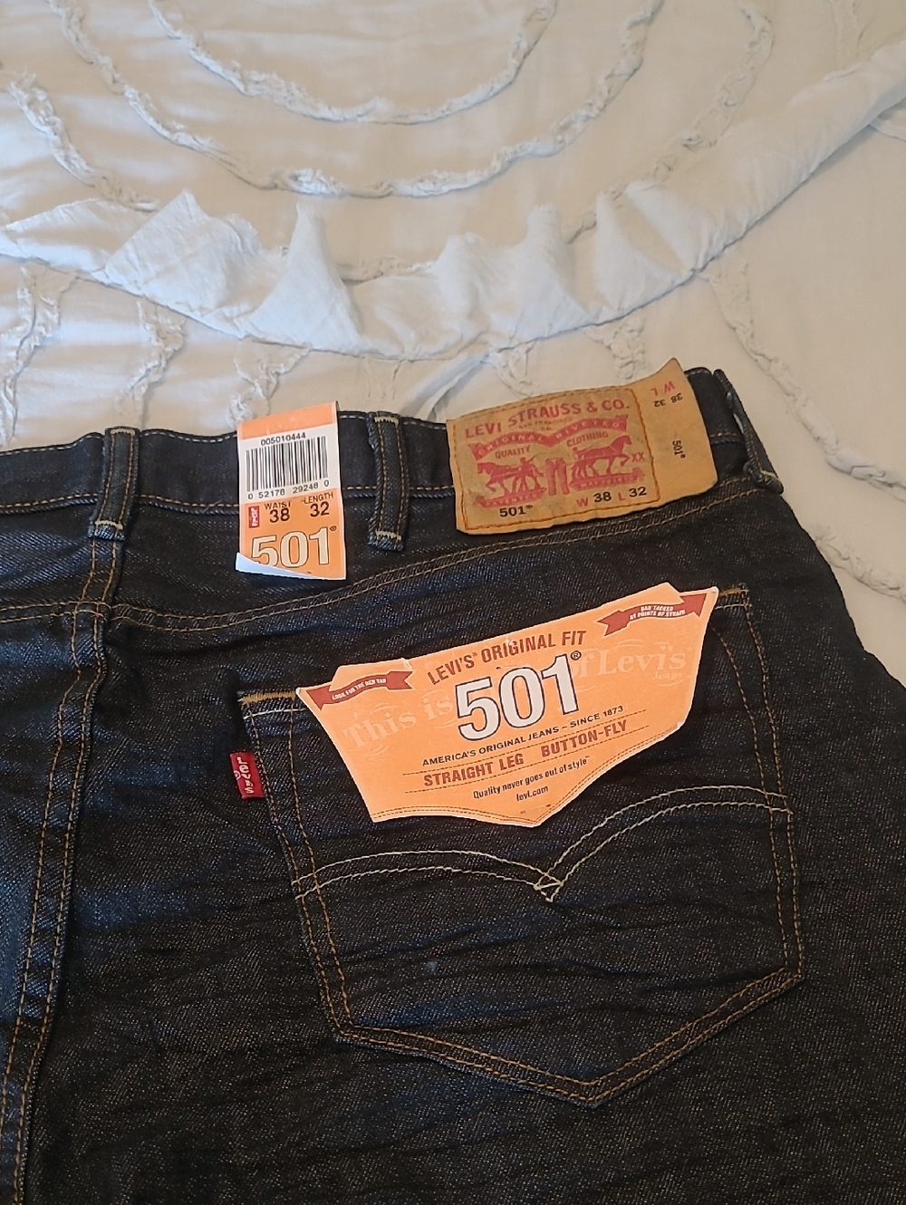 Levi's 501 Straight Leg Jeans - Dark Indigo  501 38x32